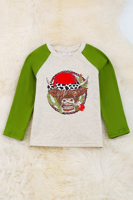 Christmas Highland Cow Raglan