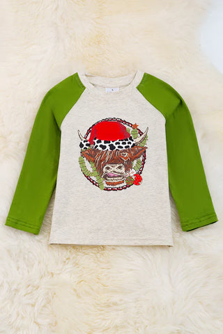 Christmas Highland Cow Raglan