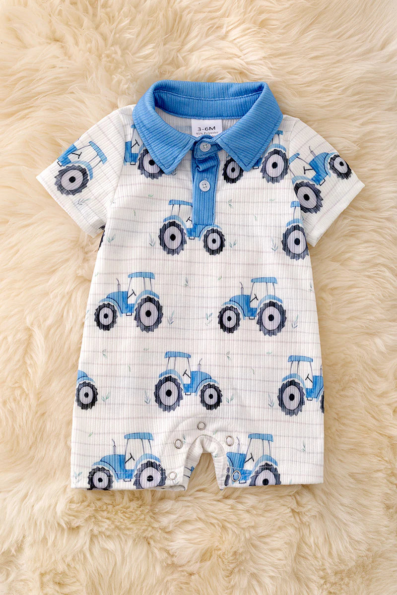 Tractor Collared Romper