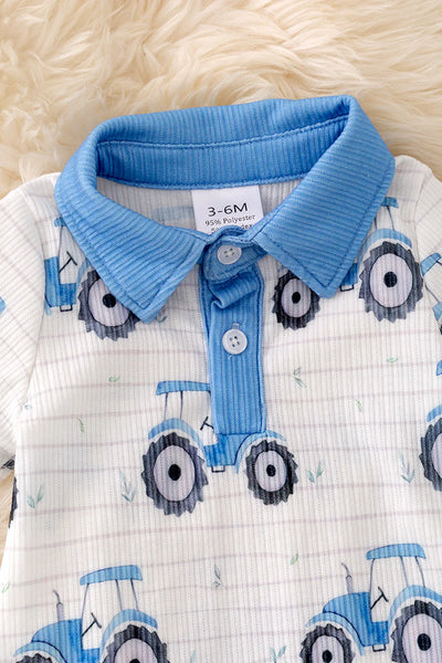 Tractor Collared Romper