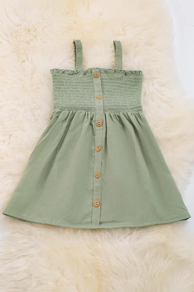 Smocked Olive Dress