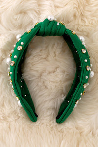 Green Pearl & Stone Headbands