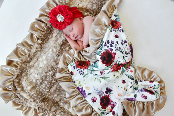 Lush Floral Fawn Lux Blanket