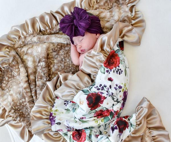 Lush Floral Fawn Lux Blanket