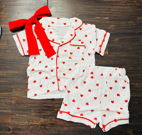 Heart Linen PJ Set