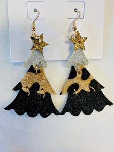 Leopard Christmas Tree Earrings