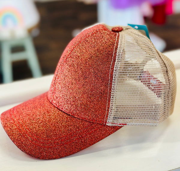 Red Glitter Trucker Hat