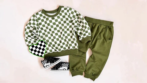 Lime Checkered Jogger Set