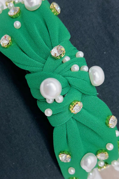 Green Pearl & Stone Headbands