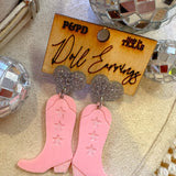 Light Pink Boot Earrings