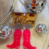 Hot Pink Boot Earrings